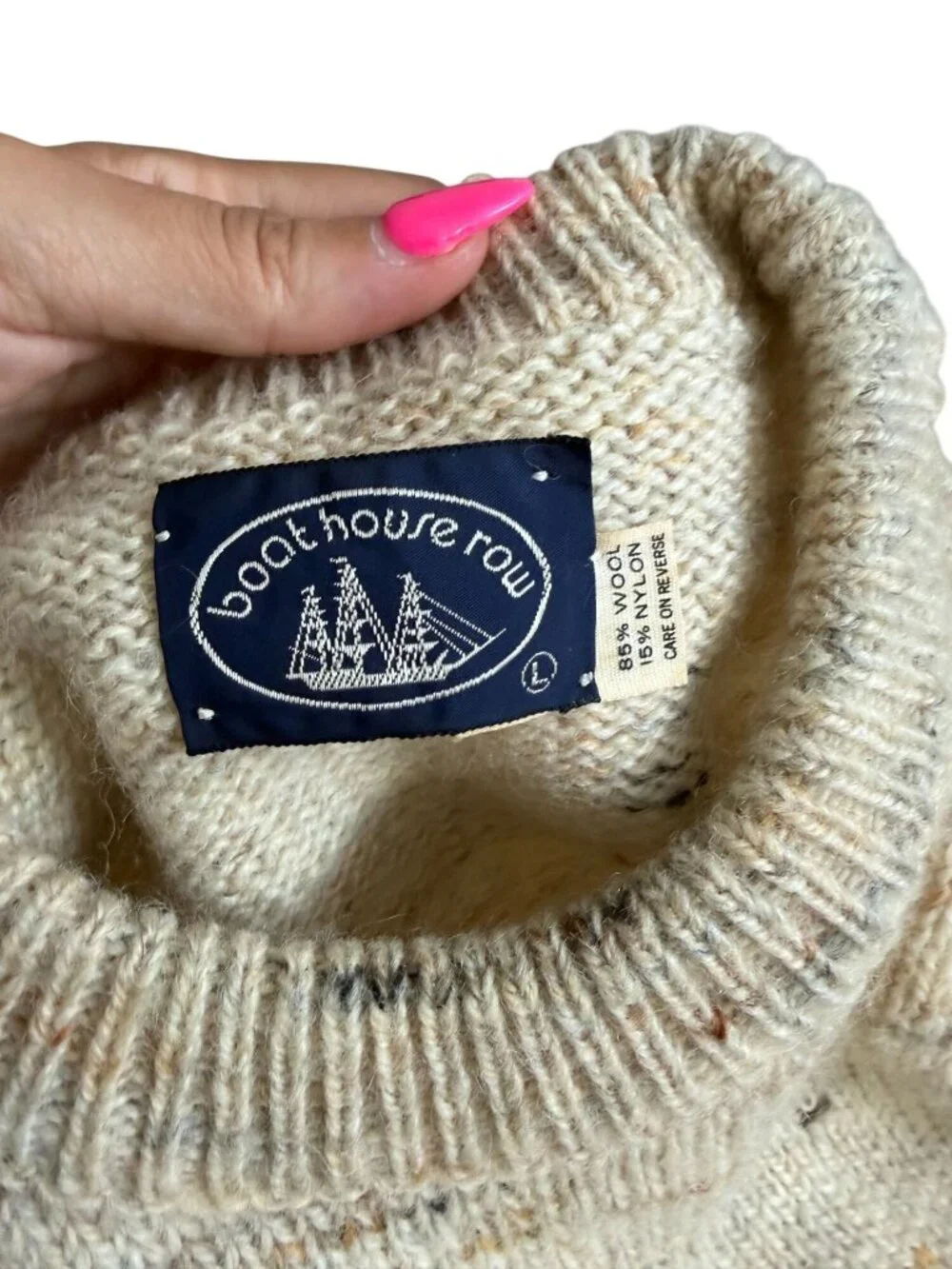 BOATHOUSE ROW Vintage Men’s Wool Blend Beige Crewneck Sweater Size Large
